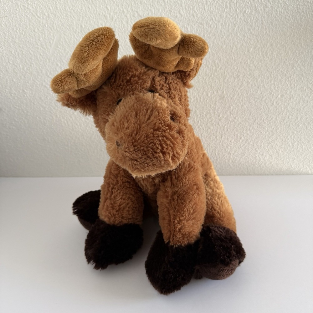 Aurora Moose 13" Plush Brown Beanbag Stuffed Animal Toy‎